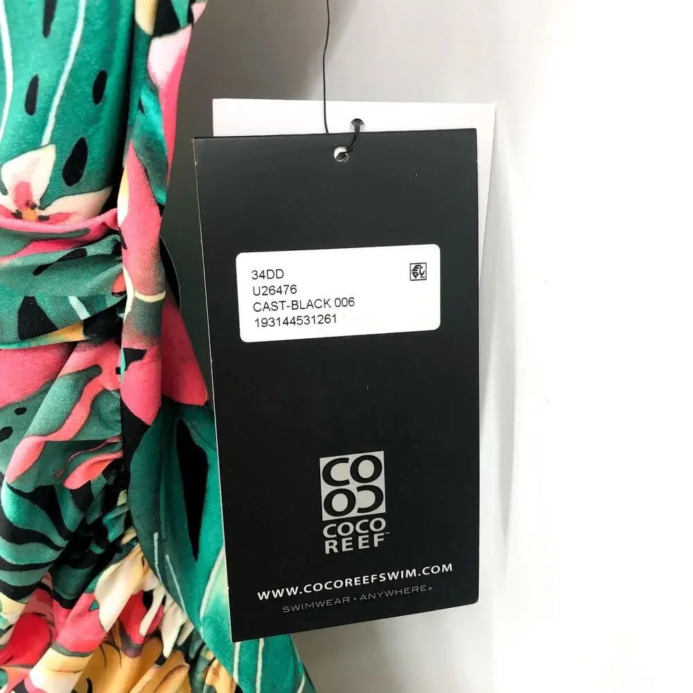 COCO REEF Enrapture One Piece 34DD Green Passion Flower Bra Sized Underwire NWT - Picture 10 of 13